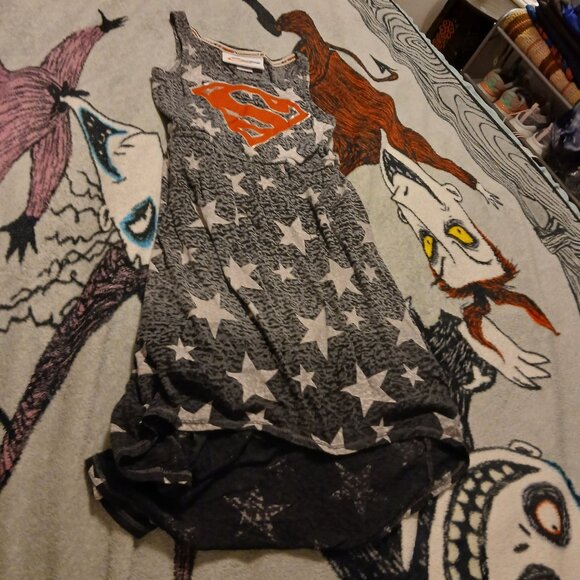 DC Superhero Girls Medium 7/8 Charcoal Supergirl Star Sleeveless Dress - Picture 1 of 9